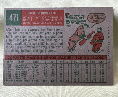 1959 Topps - #471 Tom Sturdivant