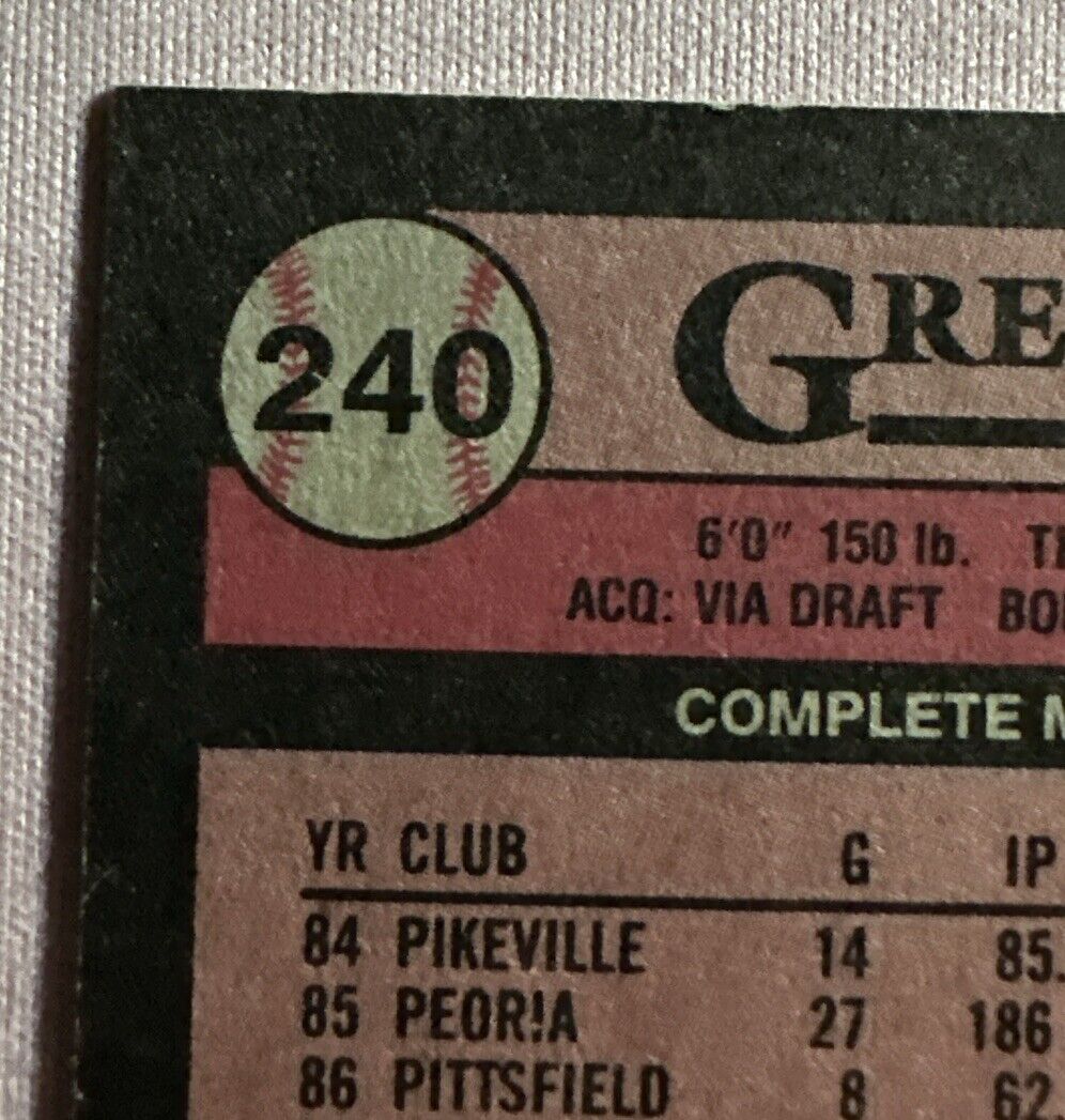1989 Topps - #240 Greg Maddux