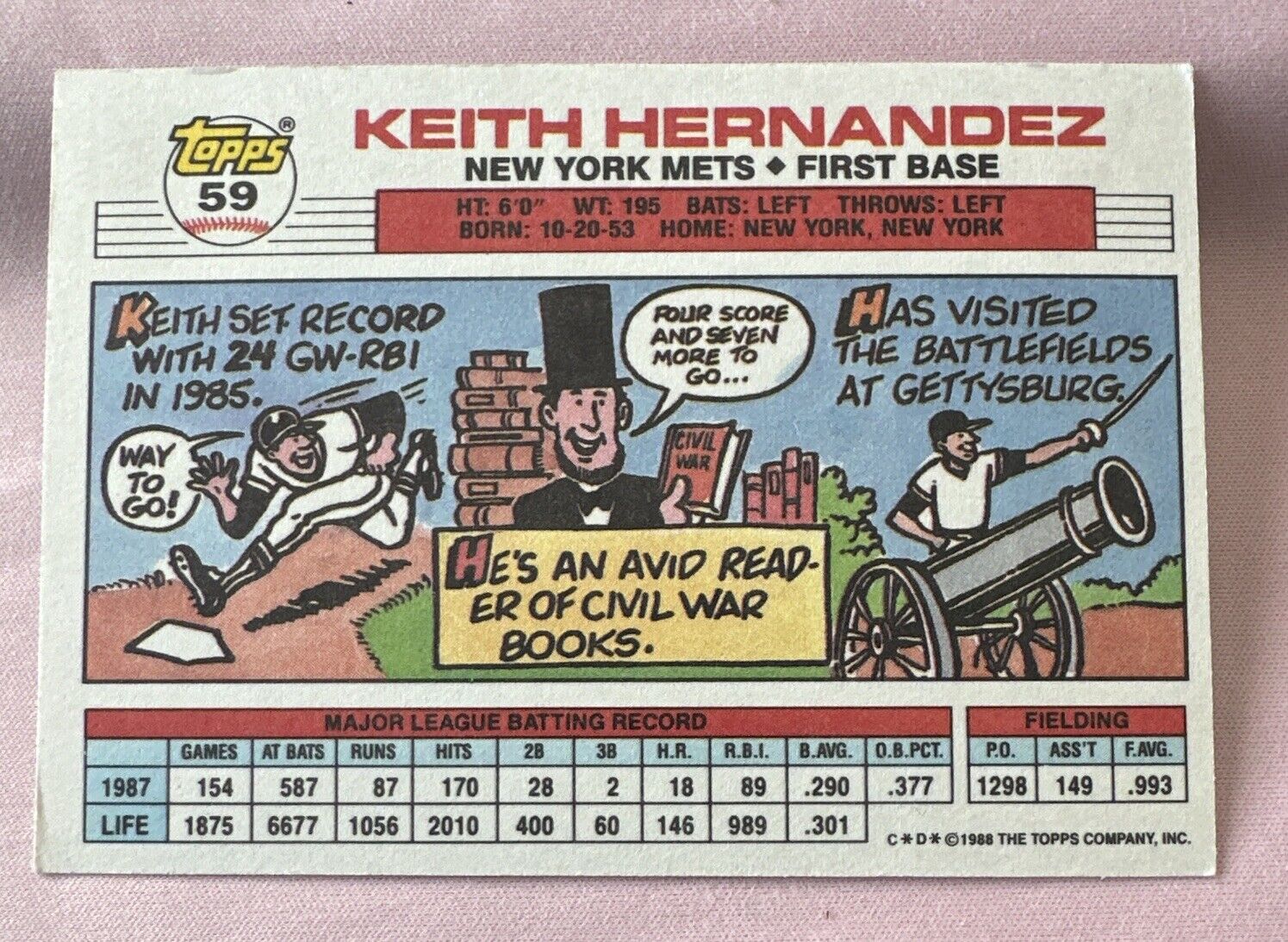 1988 Topps Big - C*D* on Back #59 Keith Hernandez