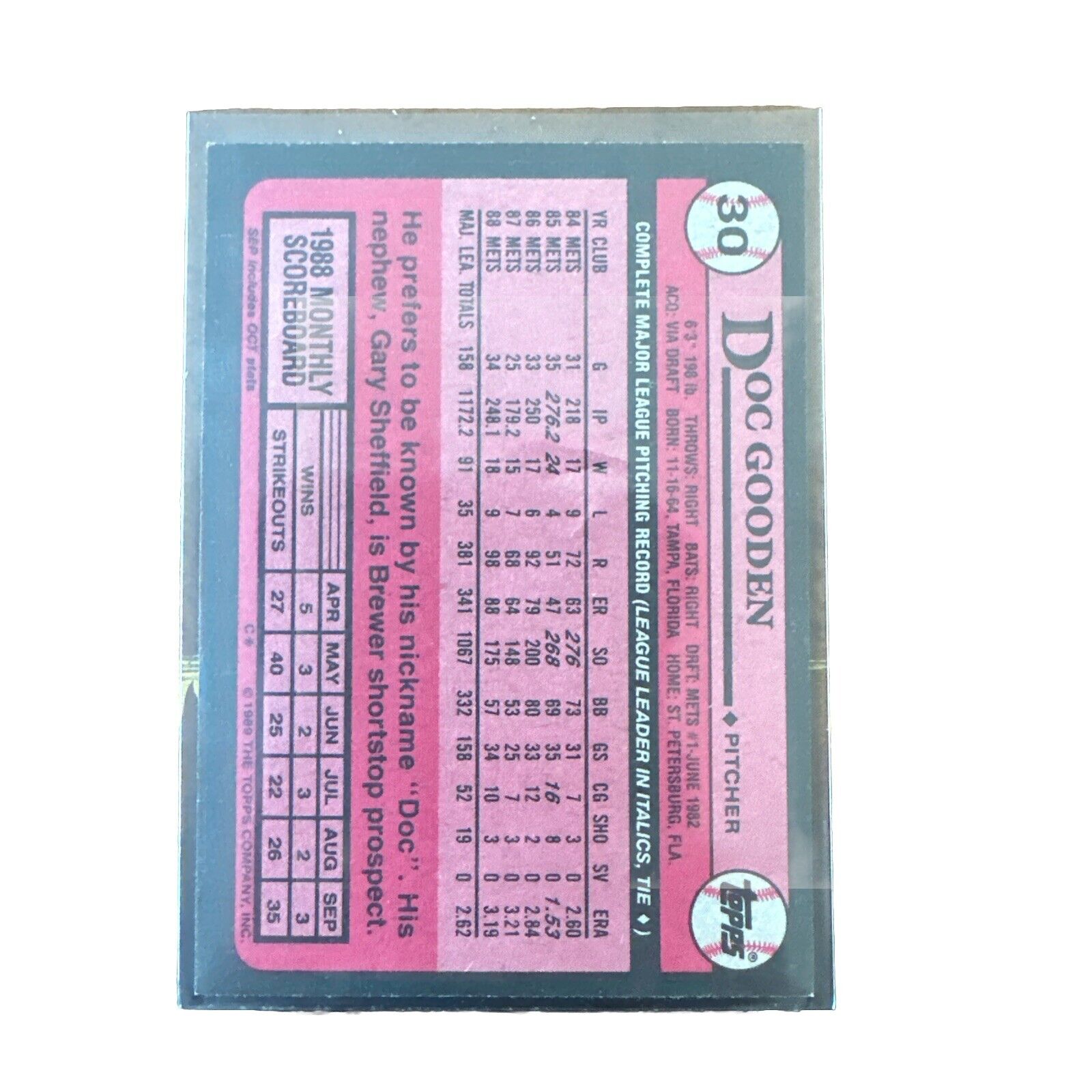 1989 Topps - #30 Dwight Gooden