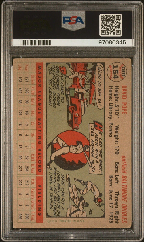 1956 Topps - Gray Back #154 Dave Pope